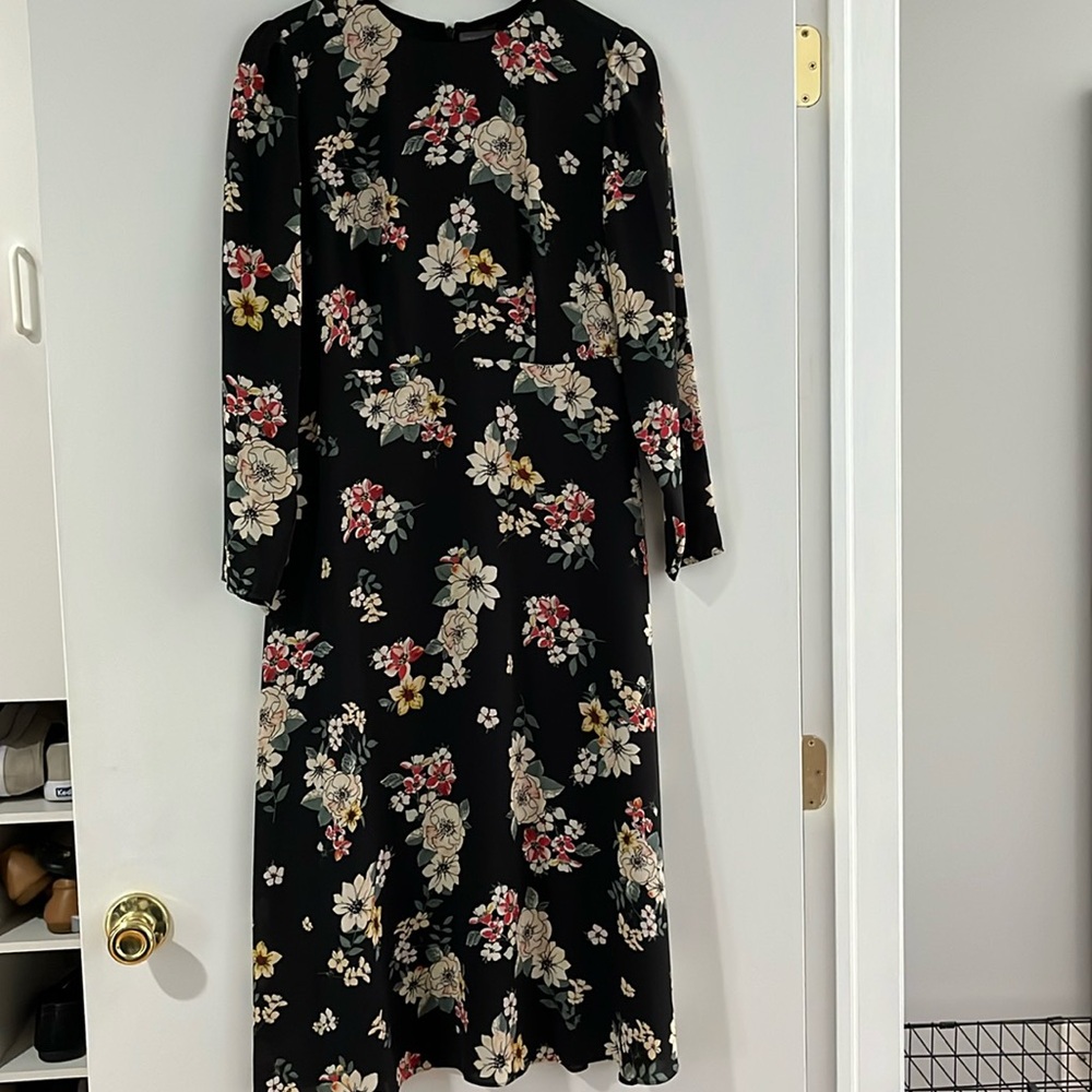 Vince Camuto black midi dress.